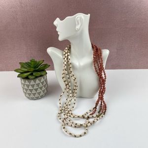 Teng Yue Red Cream Beaded Strand Necklace Boho Women Jewelry